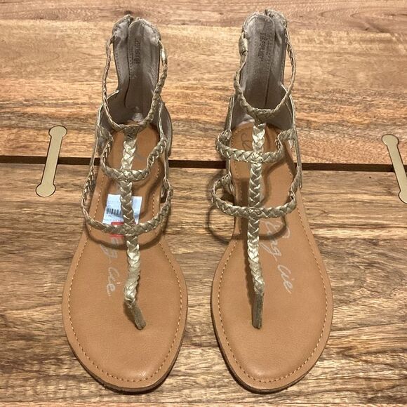 American Rag Amadora Gold Metallic Braided Vegan Leather Gladiator Sandals Sz 11 - Picture 3 of 9